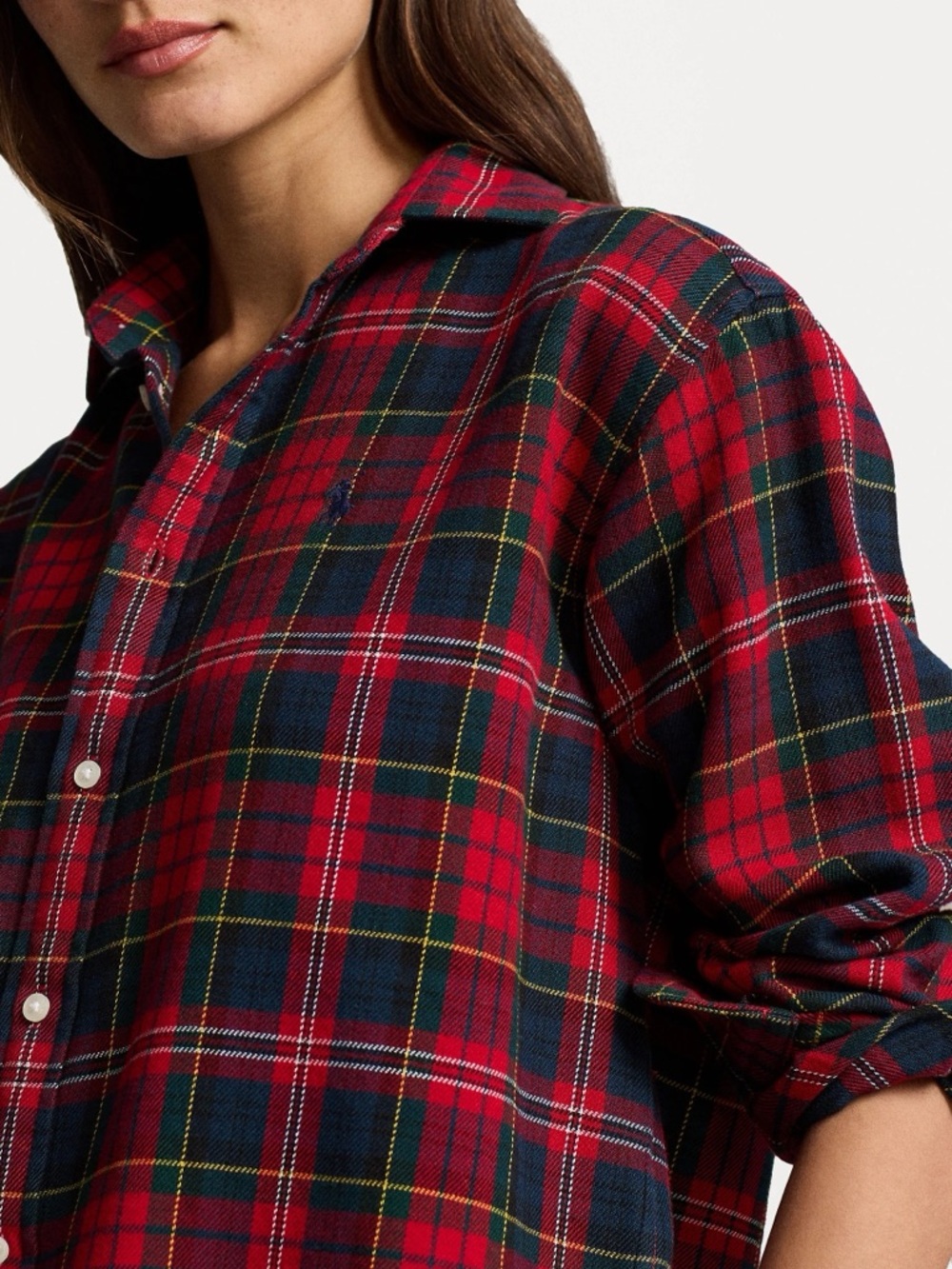 Polo Ralph Lauren 100%Cotton Plaid Button Down Shirt Classic Preppy Women Size 8